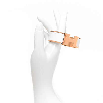 Hermes Enamel Wide Clic Clac H Bracelet PM White 2 of 5