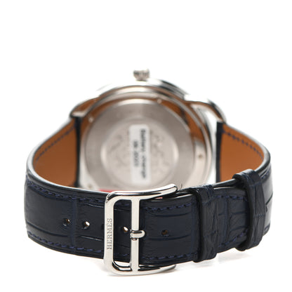 Hermes Stainless Steel Alligator 40mm Arceau Quartz Watch Bleu Abysse 3 of 5