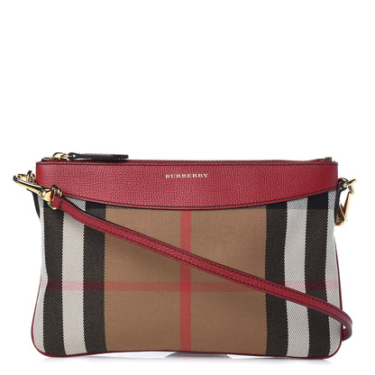 Burberry House Check Derby Peyton Crossbody Clutch Bag Russet Red 1 of 8