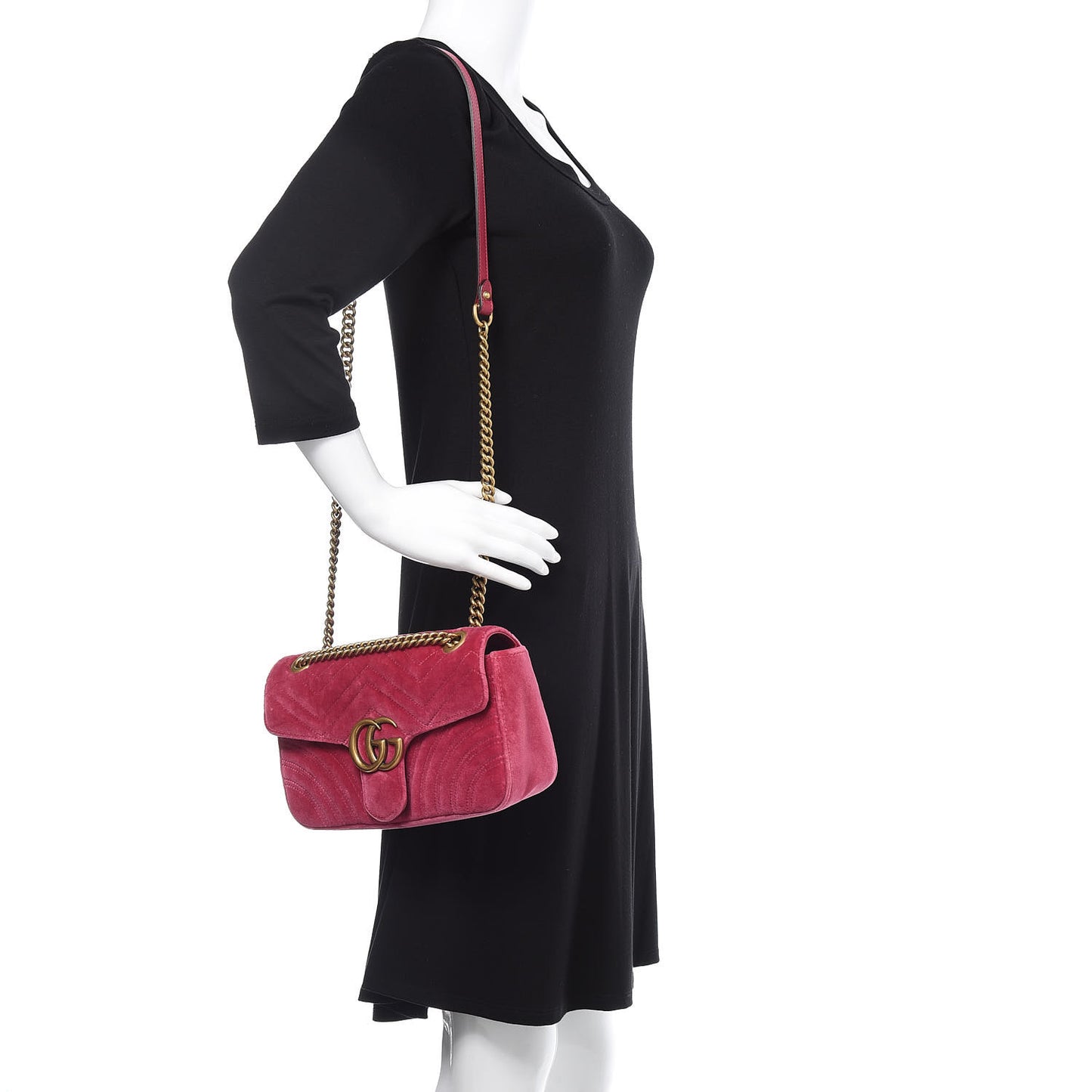 Velvet Matelasse Small GG Marmont Shoulder Bag Light Raspberry Rose