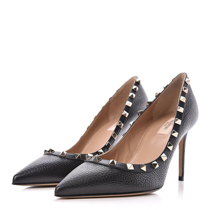 Valentino Garavani Pebbled Calfskin Rockstud 85mm Pumps 40 Black 3 of 9