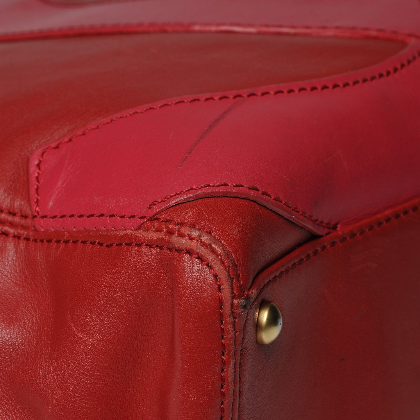 Calfskin CC Stitched Tote Red