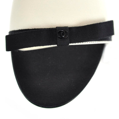 Chanel Leather CC Bow Mules 36 Black and White 7 of 8