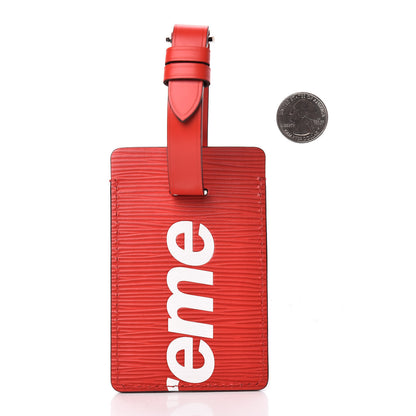 Louis Vuitton X SUPREME Epi Luggage Tag Red 2 of 4