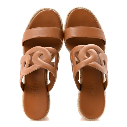 Hermes Nappa Ithea Espadrille Wedge Sandals 36 Naturel 2 of 10