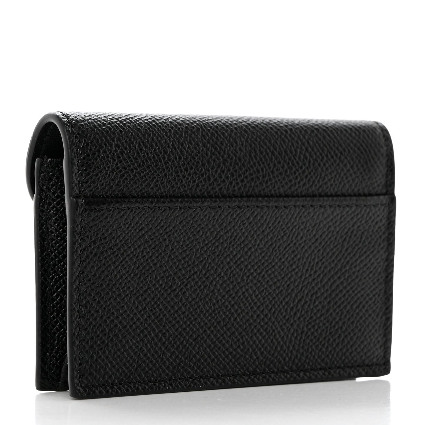 Grained Calfskin Saddle Card Holder Black
