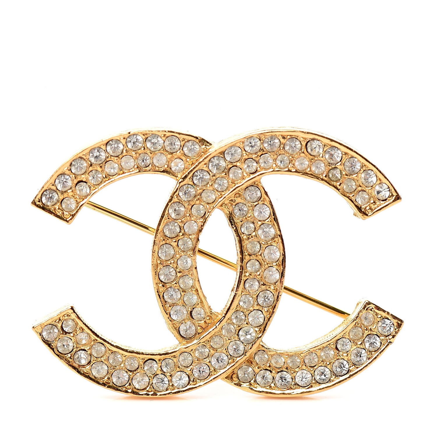 Crystal CC Brooch Gold