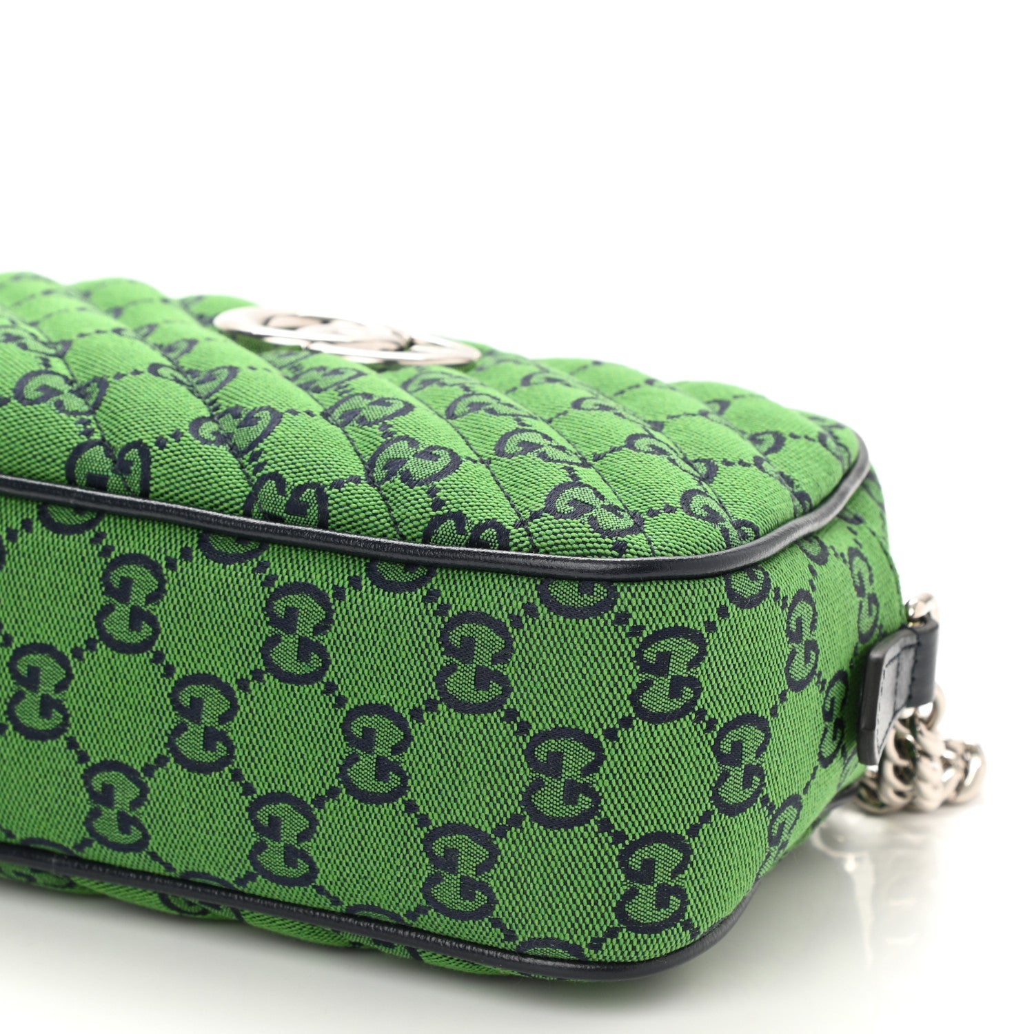 Gucci Monogram Multicolor Matelasse Diagonal Small GG Marmont Chain Shoulder Bag Green Blue 8 of 8