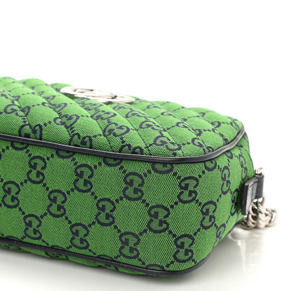 Gucci Monogram Multicolor Matelasse Diagonal Small GG Marmont Chain Shoulder Bag Green Blue 8 of 8