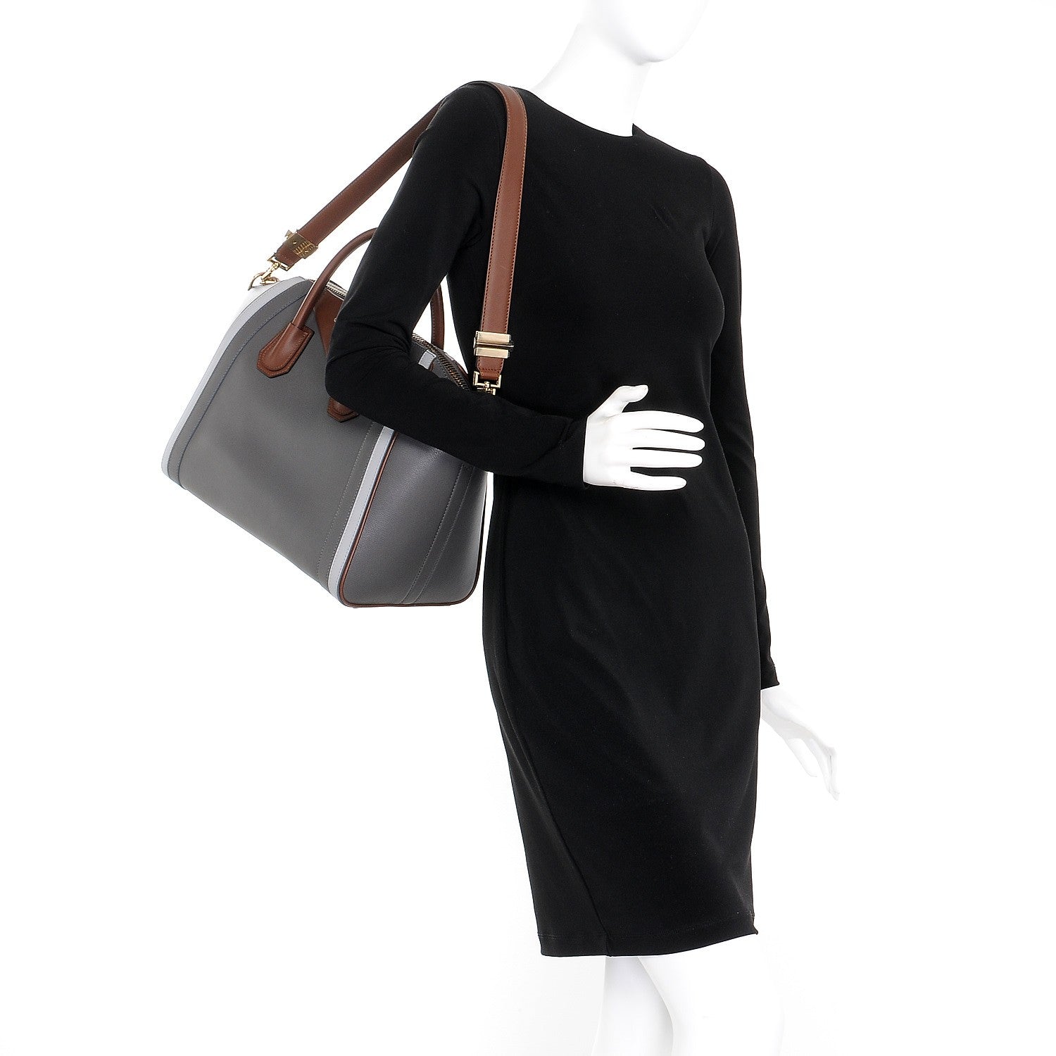 Givenchy Smooth Calfskin Medium Tri-Color Antigona Dark Grey 2 of 7