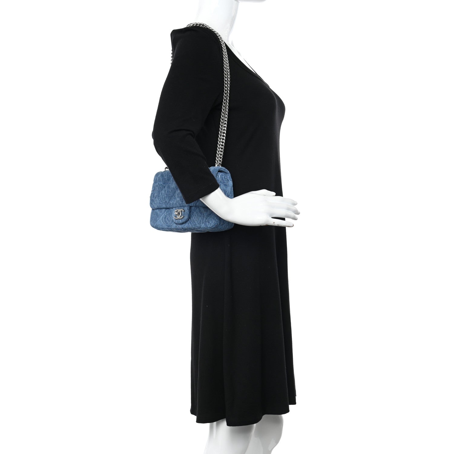 Chanel Denim Quilted Camellia Sweetheart Mini Flap Blue 2 of 11