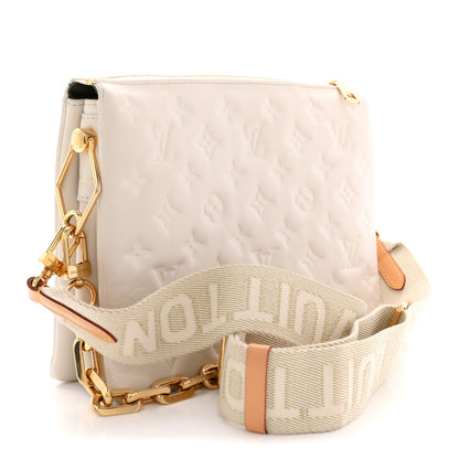 Louis Vuitton Lambskin Embossed Monogram Coussin PM Beige Cream 3 of 12