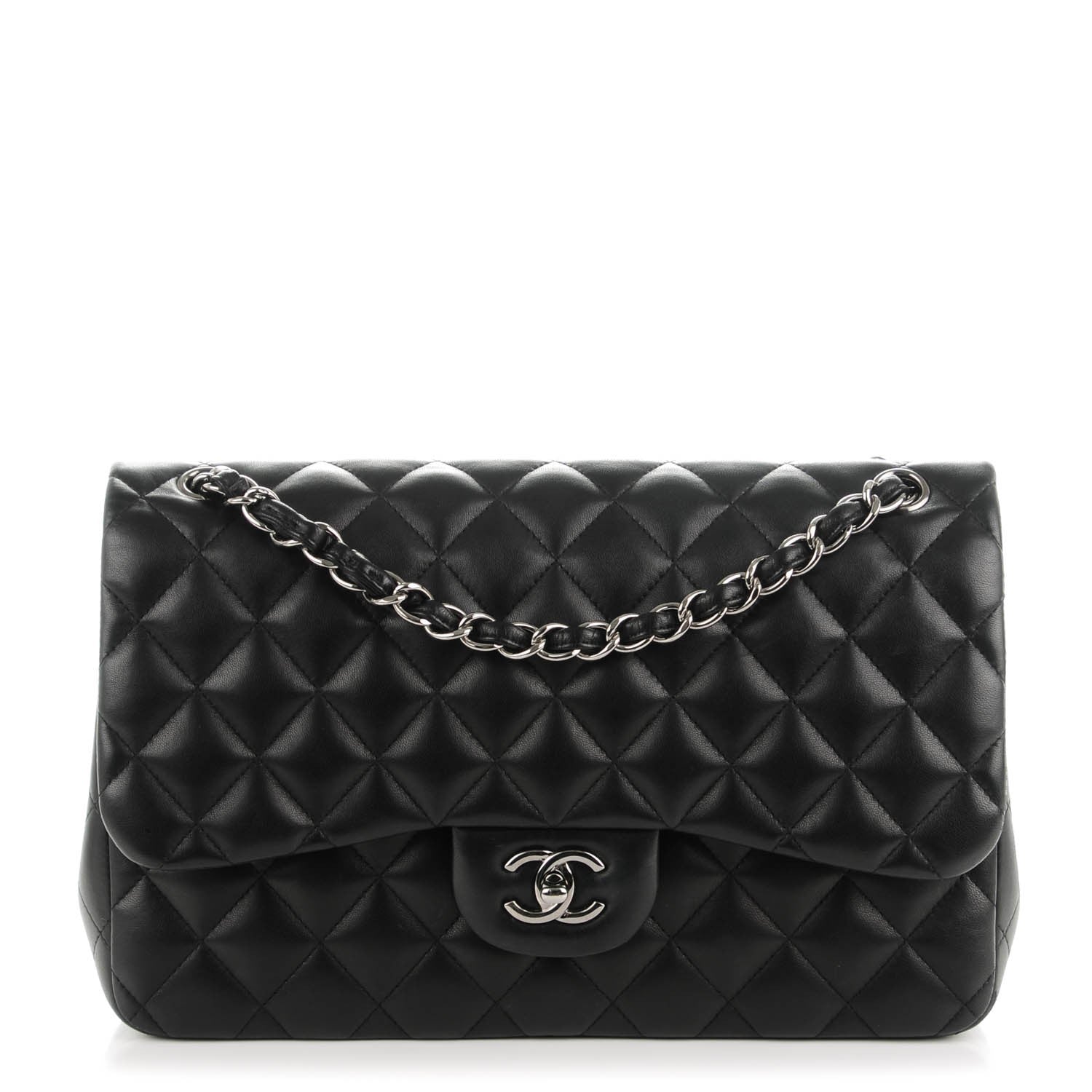 Chanel Lambskin Quilted Jumbo Double Flap Black 1 of 9