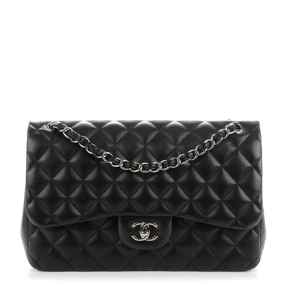 Chanel Lambskin Quilted Jumbo Double Flap Black 1 of 9