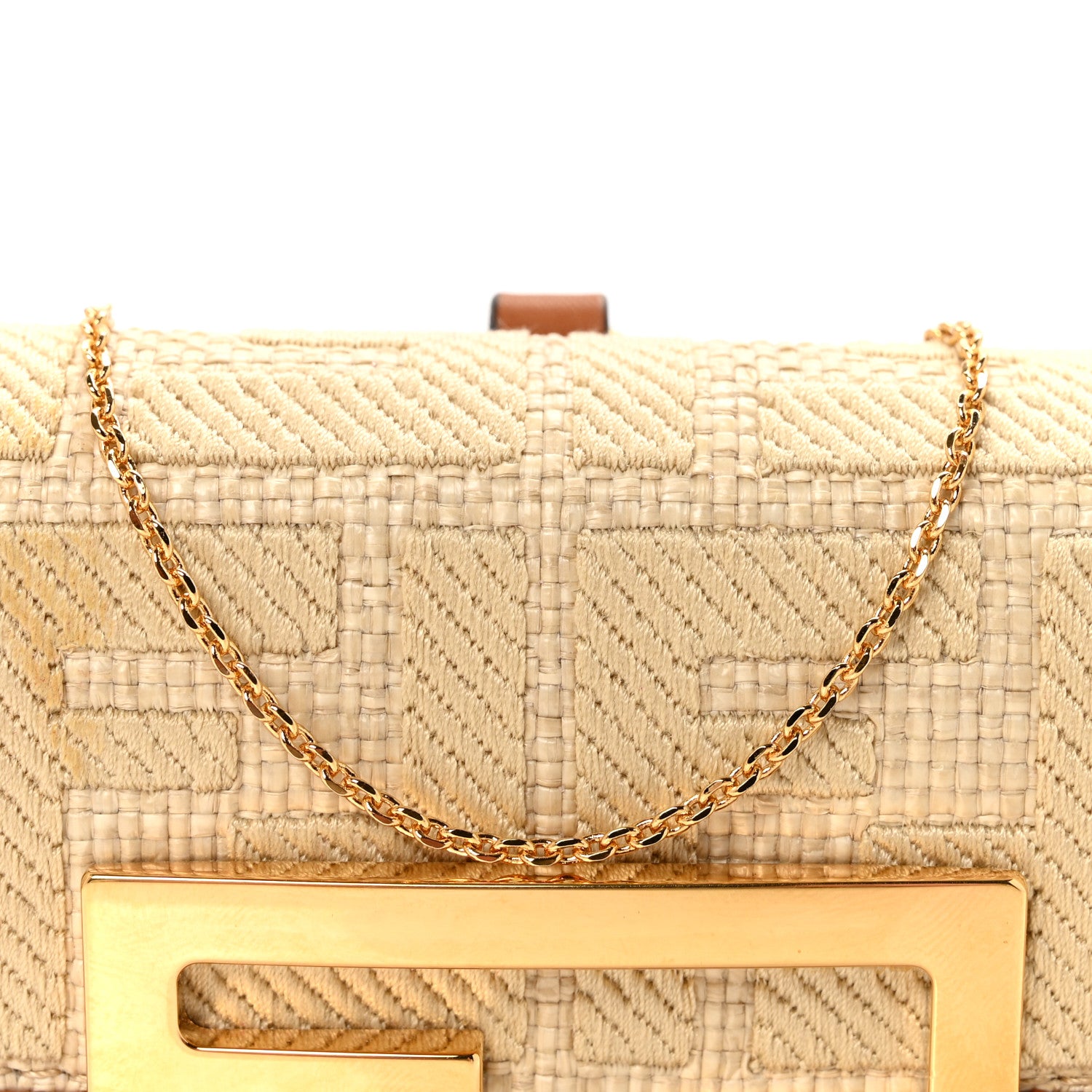Fendi Raffia Vitello King Lucido FF Embroidered Nano Maxi Buckle Baguette Charm Alchemy Brandy 8 of 11