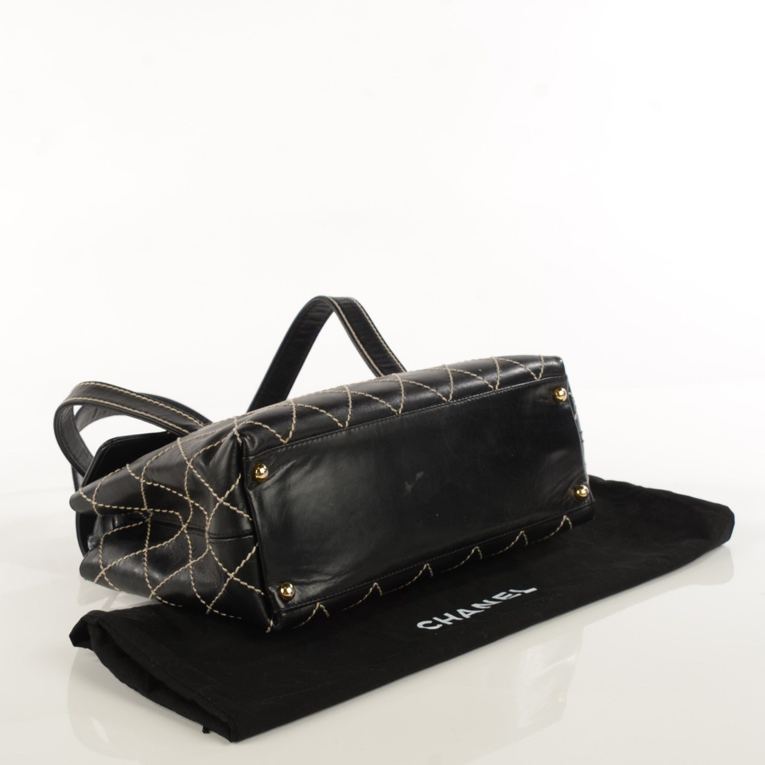 Chanel Calfskin Wild Stitch Shoulder Bag Black 4 of 8