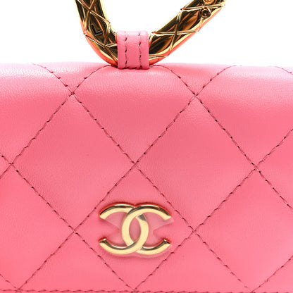 Chanel Lambskin Quilted CC Hook Card Holder Pink 8 of 9