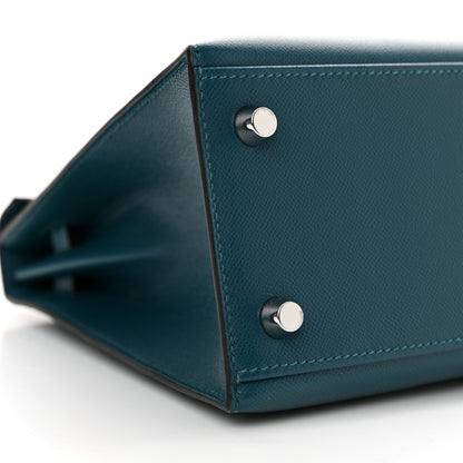 Hermes Madame Calfskin Verso Kelly Sellier 25 Vert Bosphore Sienne 9 of 12