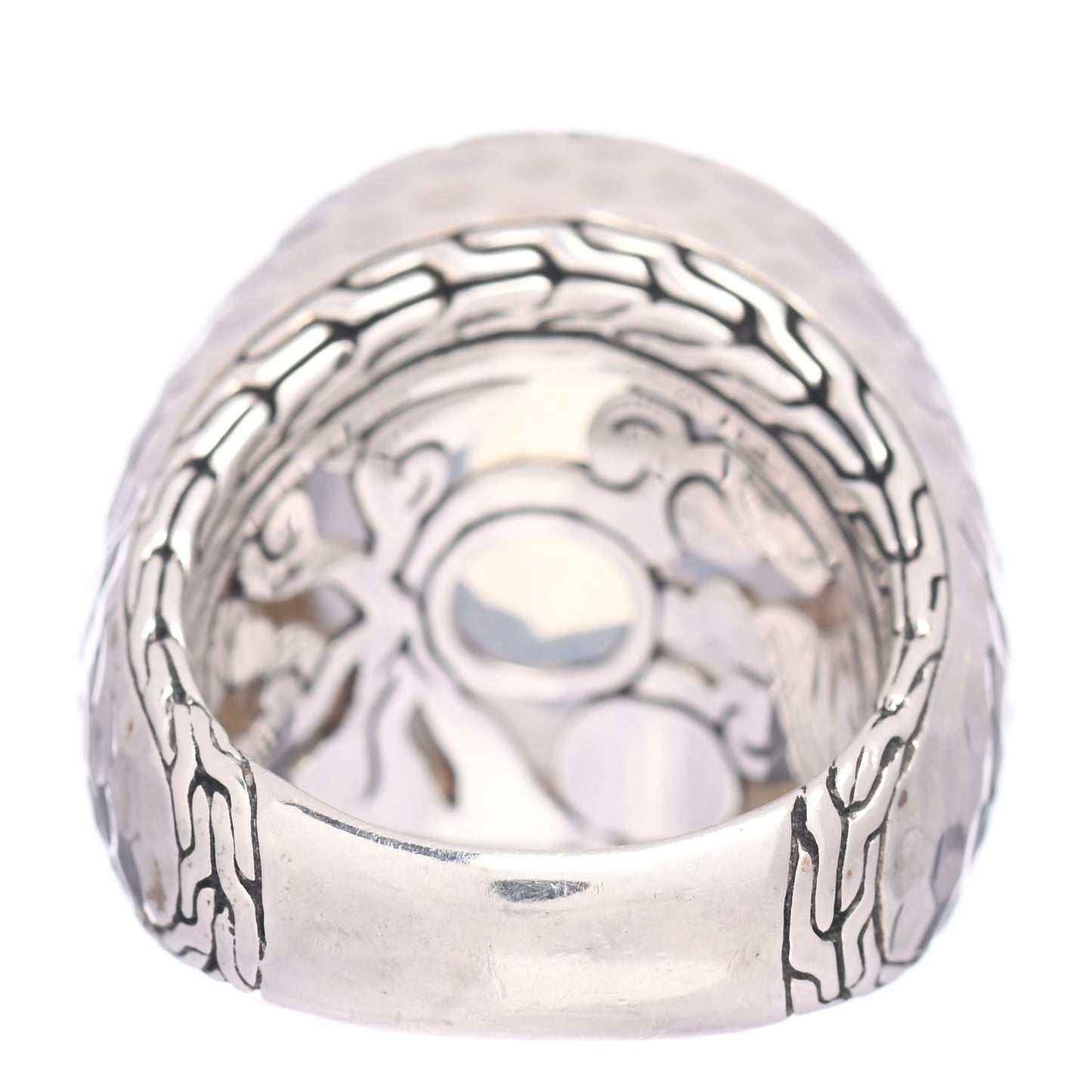 Sterling Silver Moon Quartz Bamboo Dome Ring 54 7