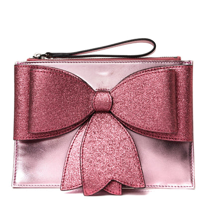 Gucci Calfskin Glitter Bow Wristlet Pink Rose 2 of 16