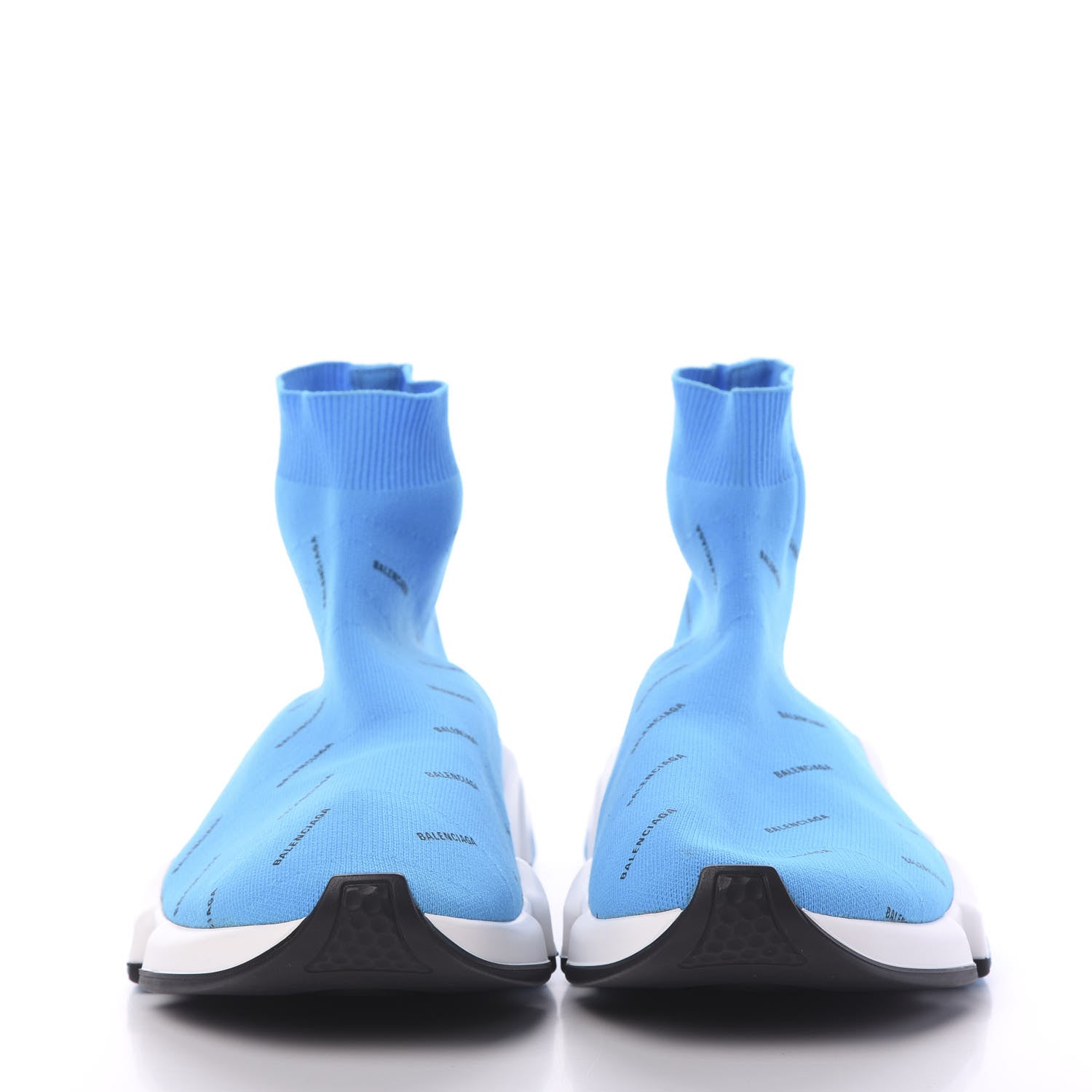 Balenciaga Neoprene Knit Allover Logo Mens Speed Sneakers 44 Bleu White 2 of 9