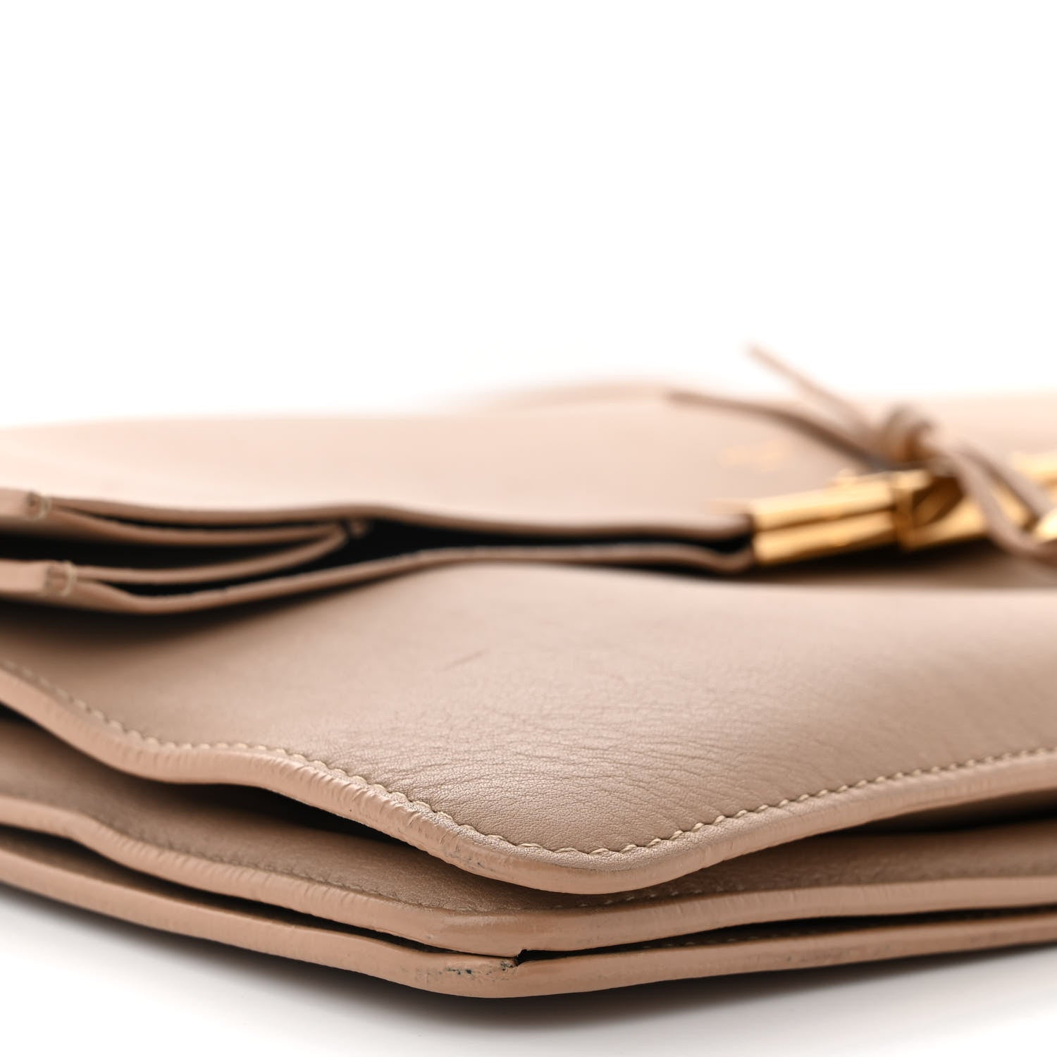 Celine Lambskin Clasp Clutch Foldover Bag Beige 9 of 11