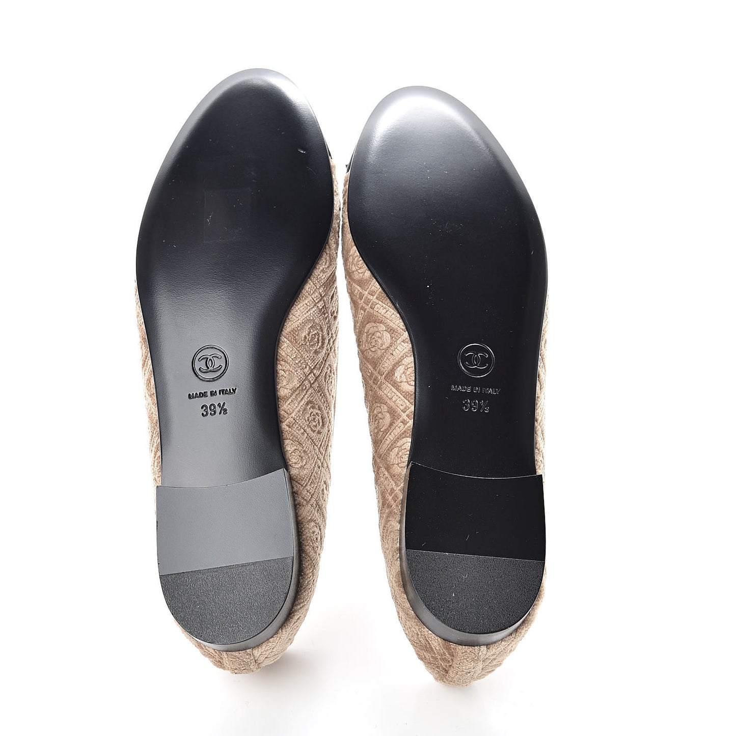 Velvet Grosgrain Cap Toe Ballerina Flats 39.5 Beige Black