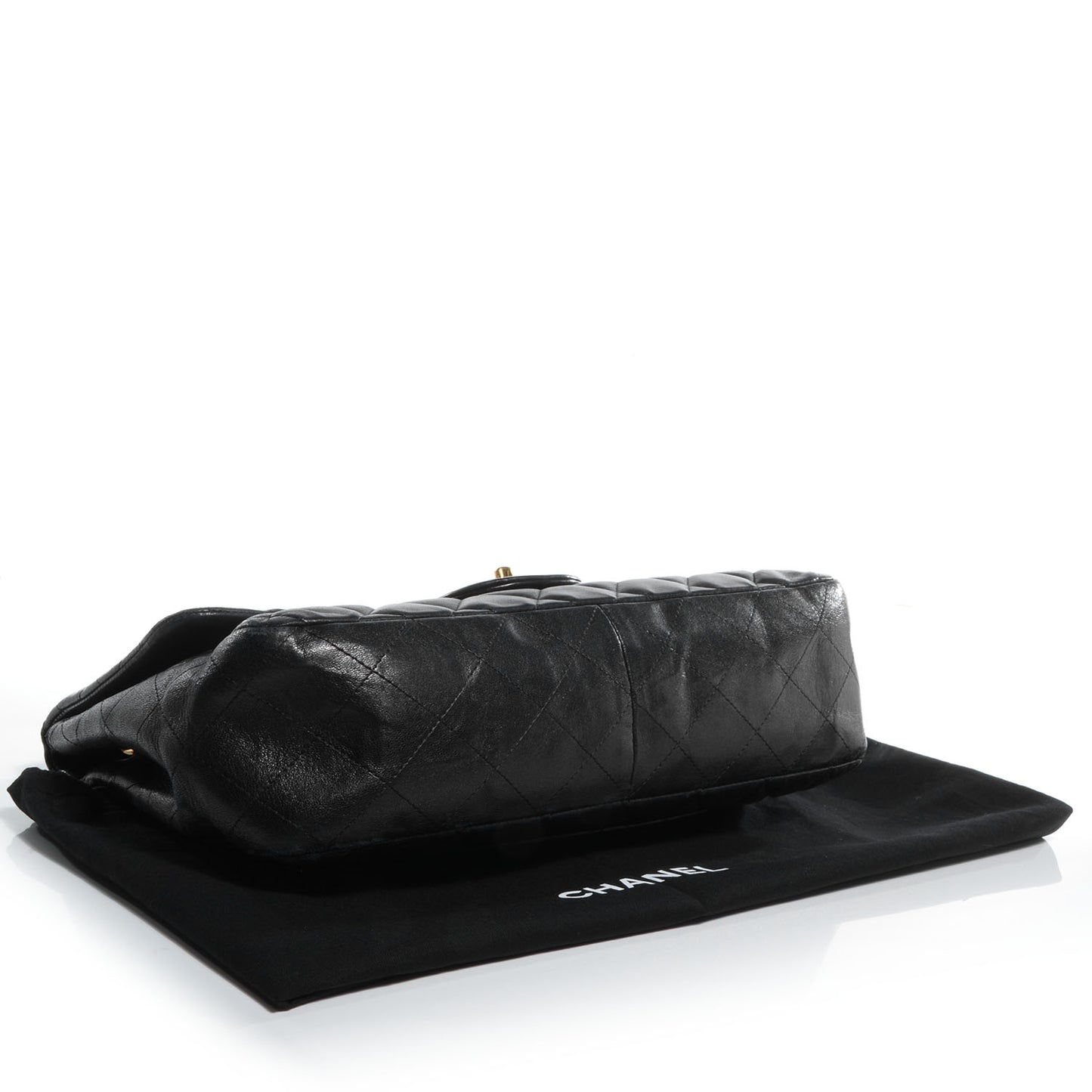 Lambskin Quilted Jumbo Single Flap Black