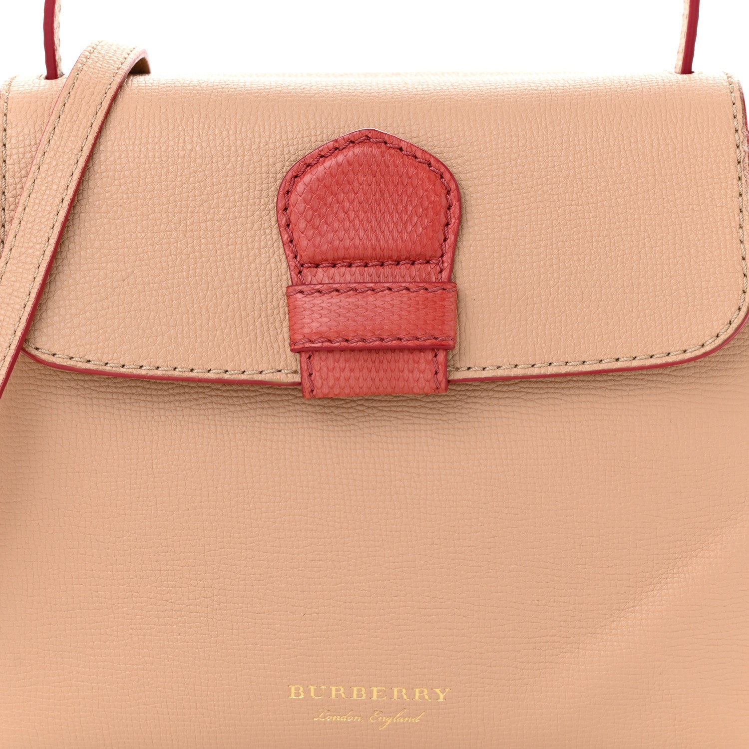 Burberry Derby Calfskin Snakeskin House Check Small Camberley Beige Red 7 of 12