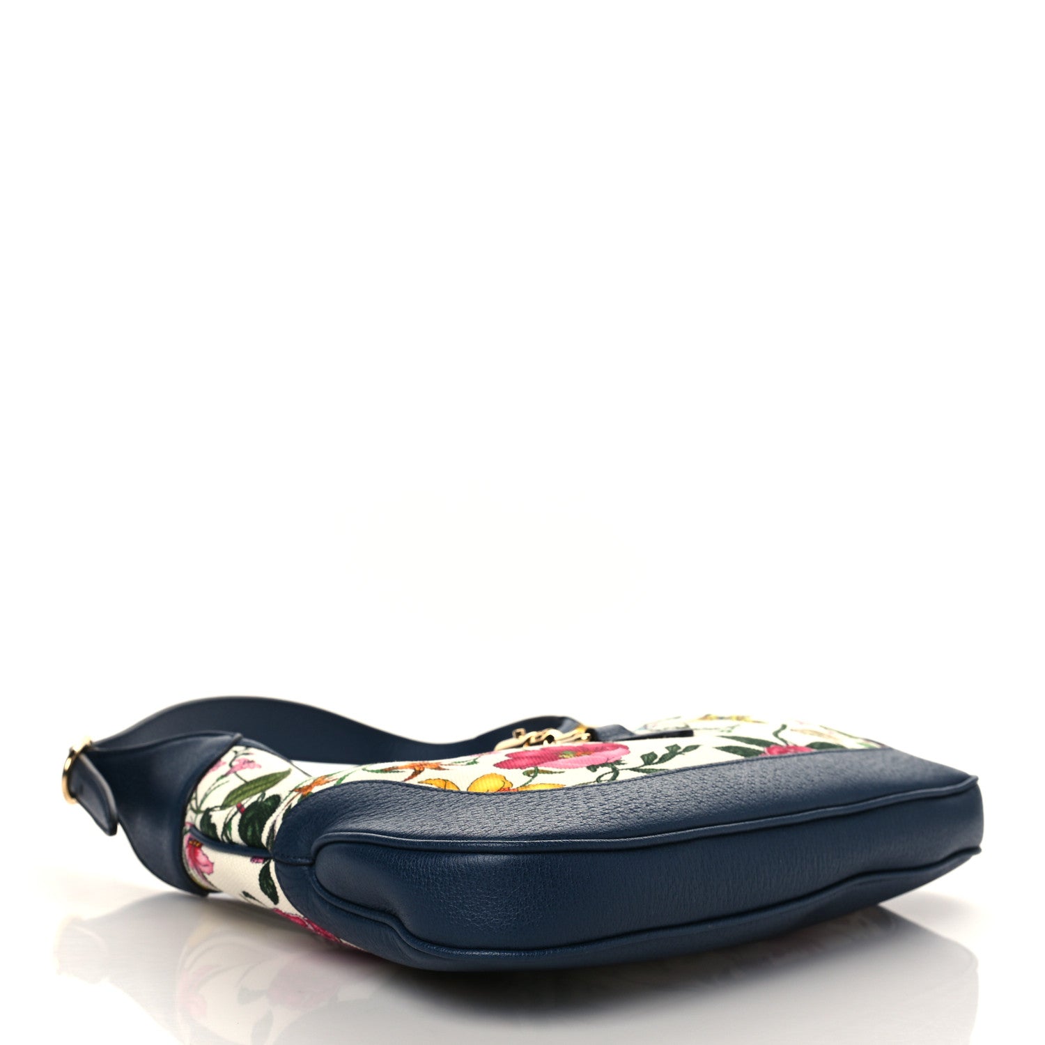 Gucci Canvas Flora Medium Jackie Hobo Blue Agata 4 of 7