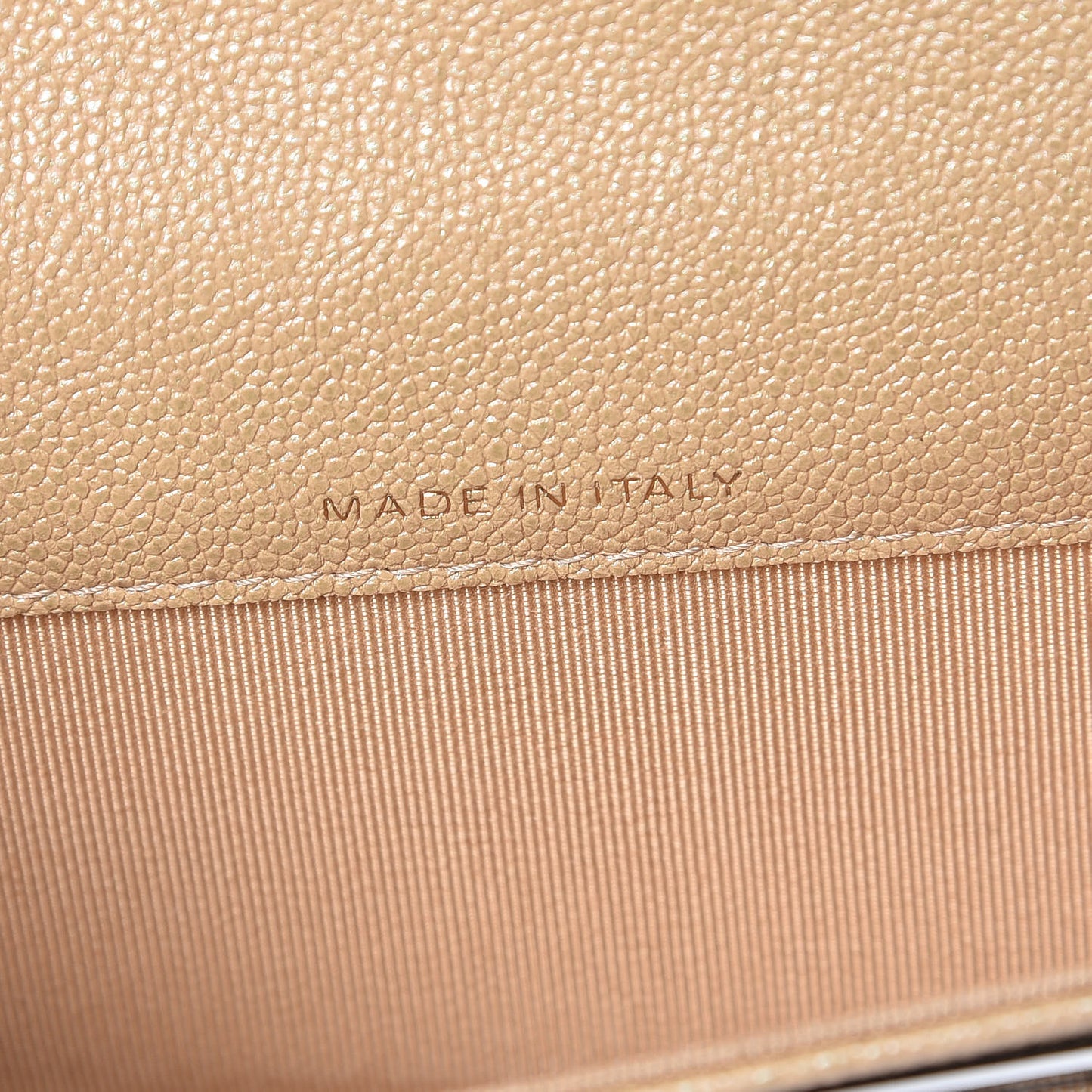 Iridescent Caviar Quilted Flap Card Holder Beige