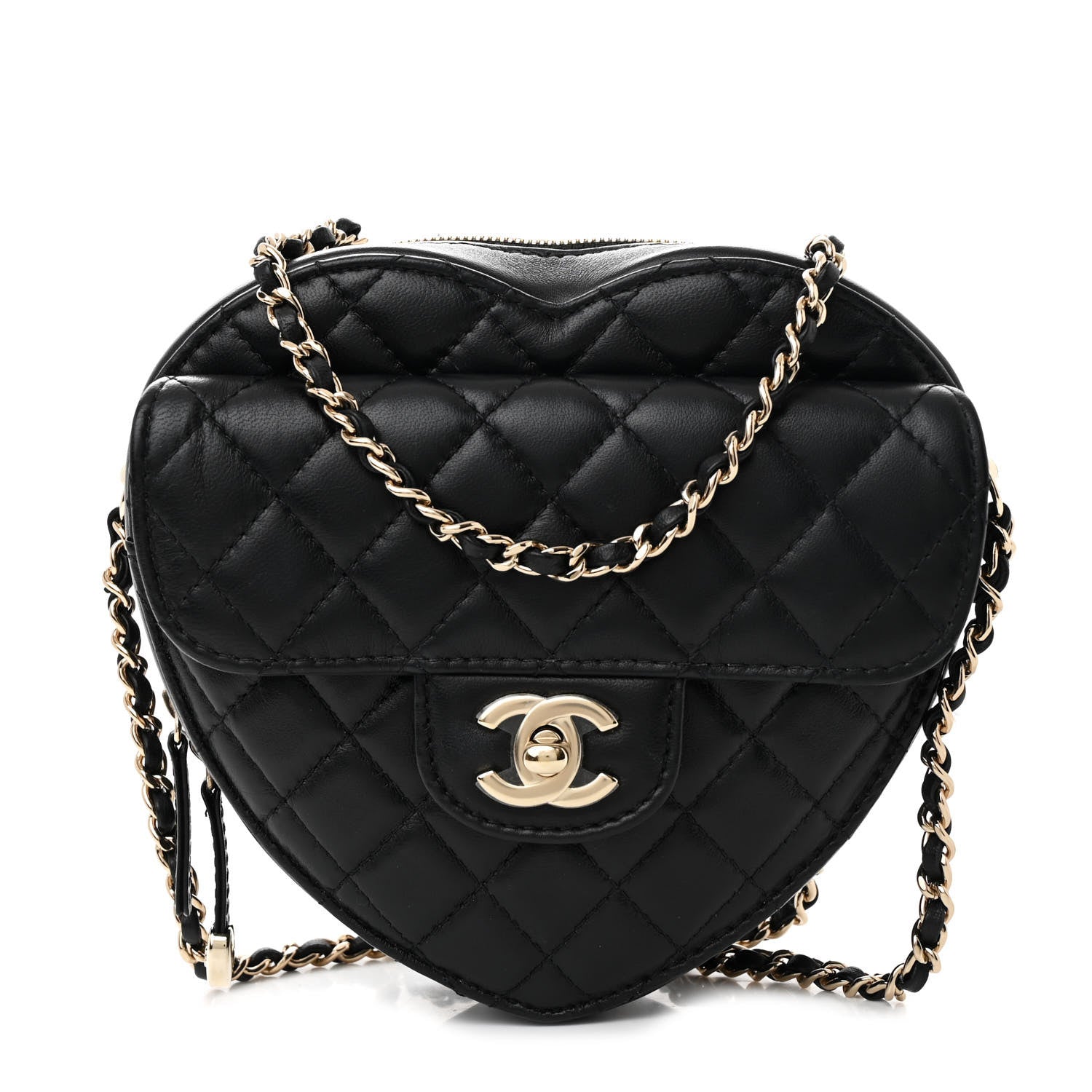 Chanel Lambskin Quilted CC In Love Heart Bag Black 1 of 10