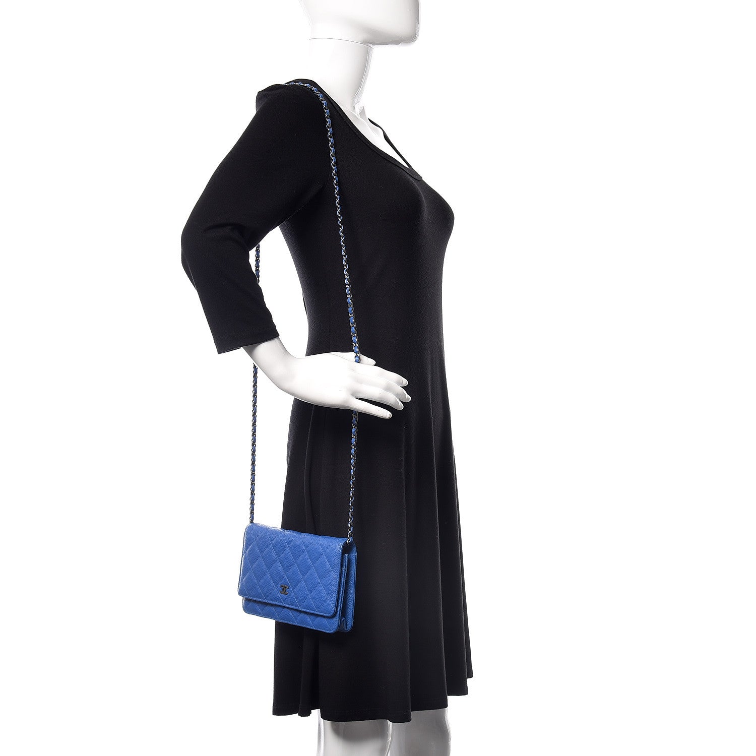 Chanel Caviar Quilted Wallet On Chain WOC Blue 2 of 11