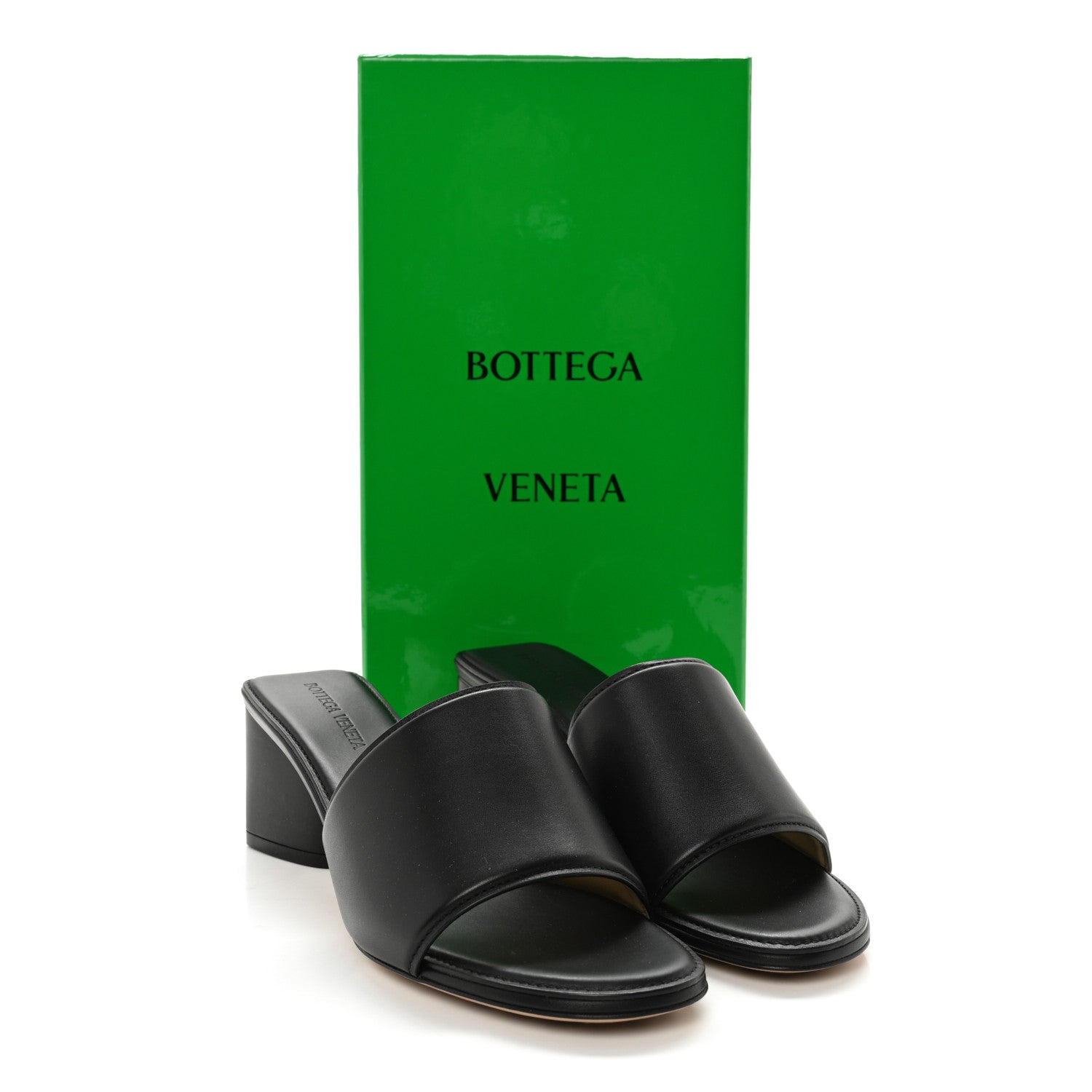 Bottega Veneta Vienna Calfskin The Band Mule Sandals 37 Black 8 of 8