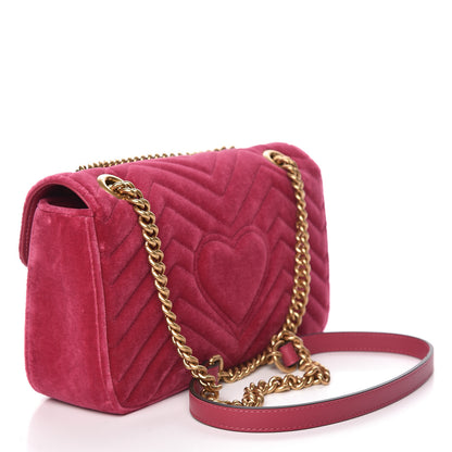 Gucci Velvet Matelasse Small GG Marmont Shoulder Bag Light Raspberry Rose 3 of 10