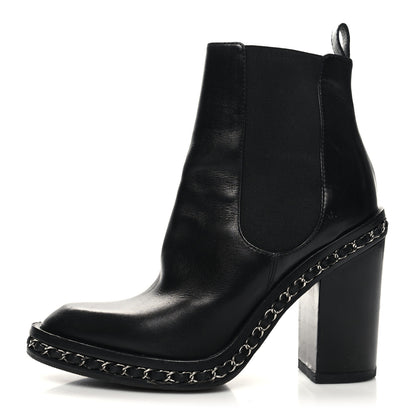 Chanel Calfskin Chain Around Elastic Boots 38 Black 1 of 9