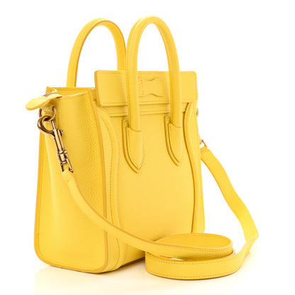 Celine Drummed Calfskin Nano Luggage Citron 3 of 11