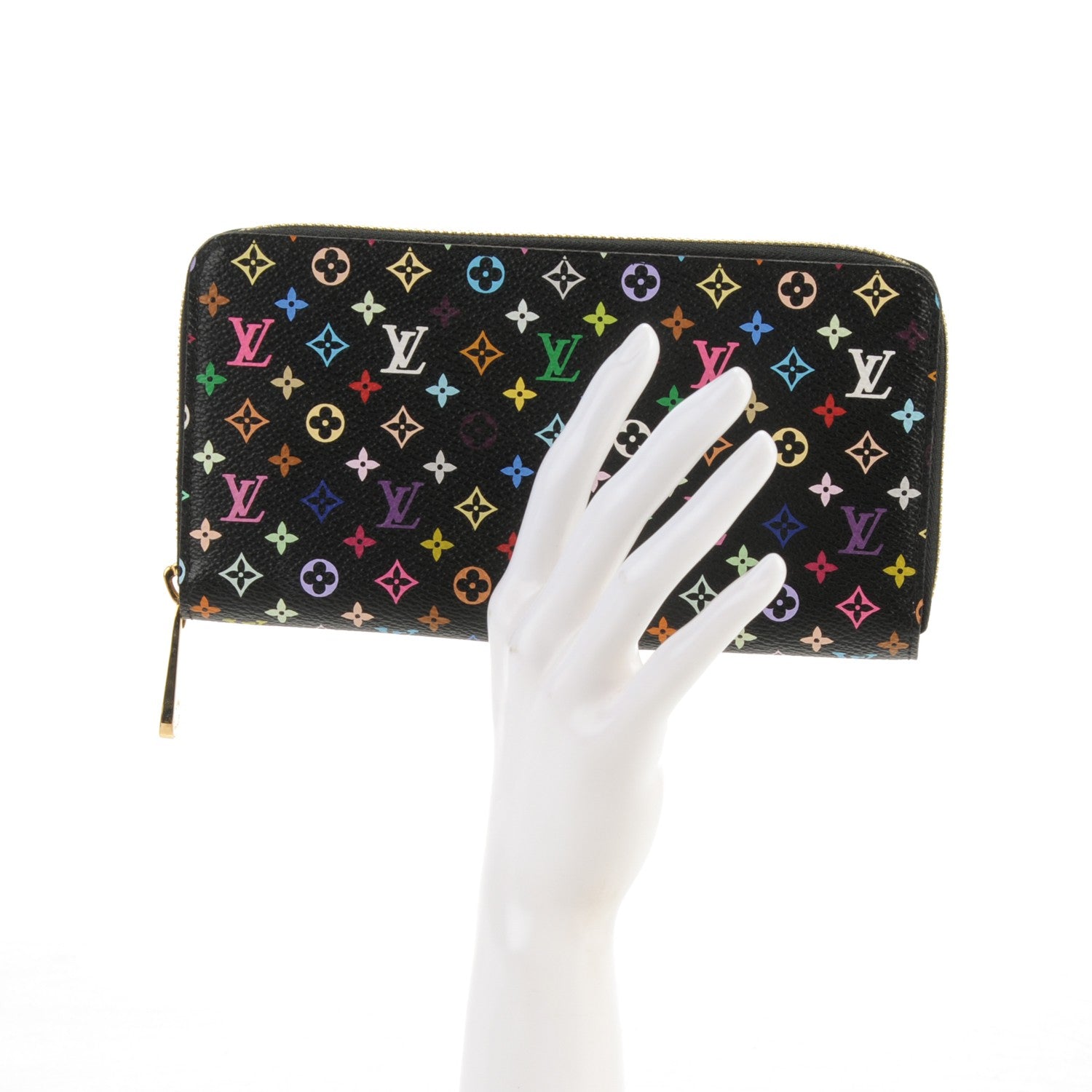 Louis Vuitton Monogram Multicolor Zippy Wallet Black Violet 2 of 7
