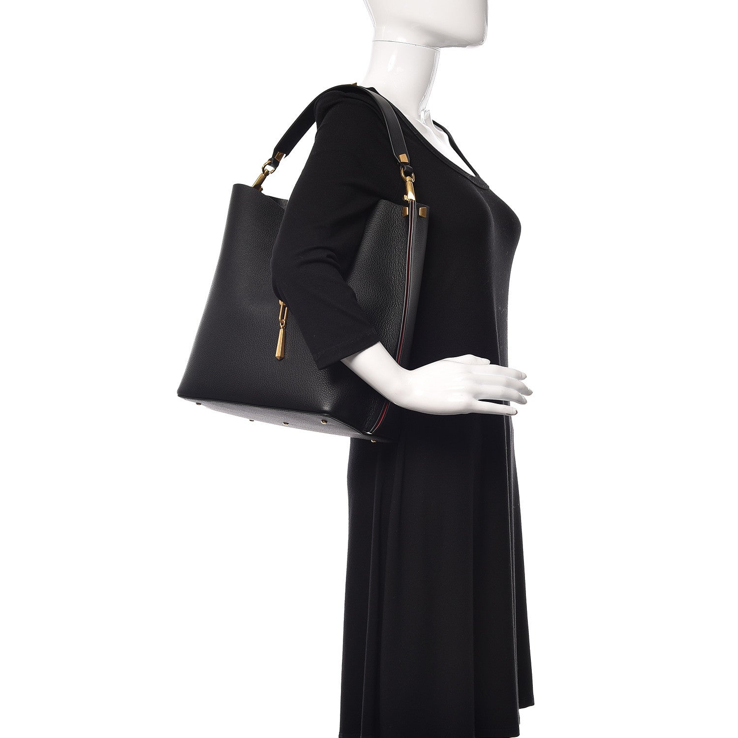 Valentino Garavani Grainy Calfskin Escape Hobo Bag Black 3 of 13