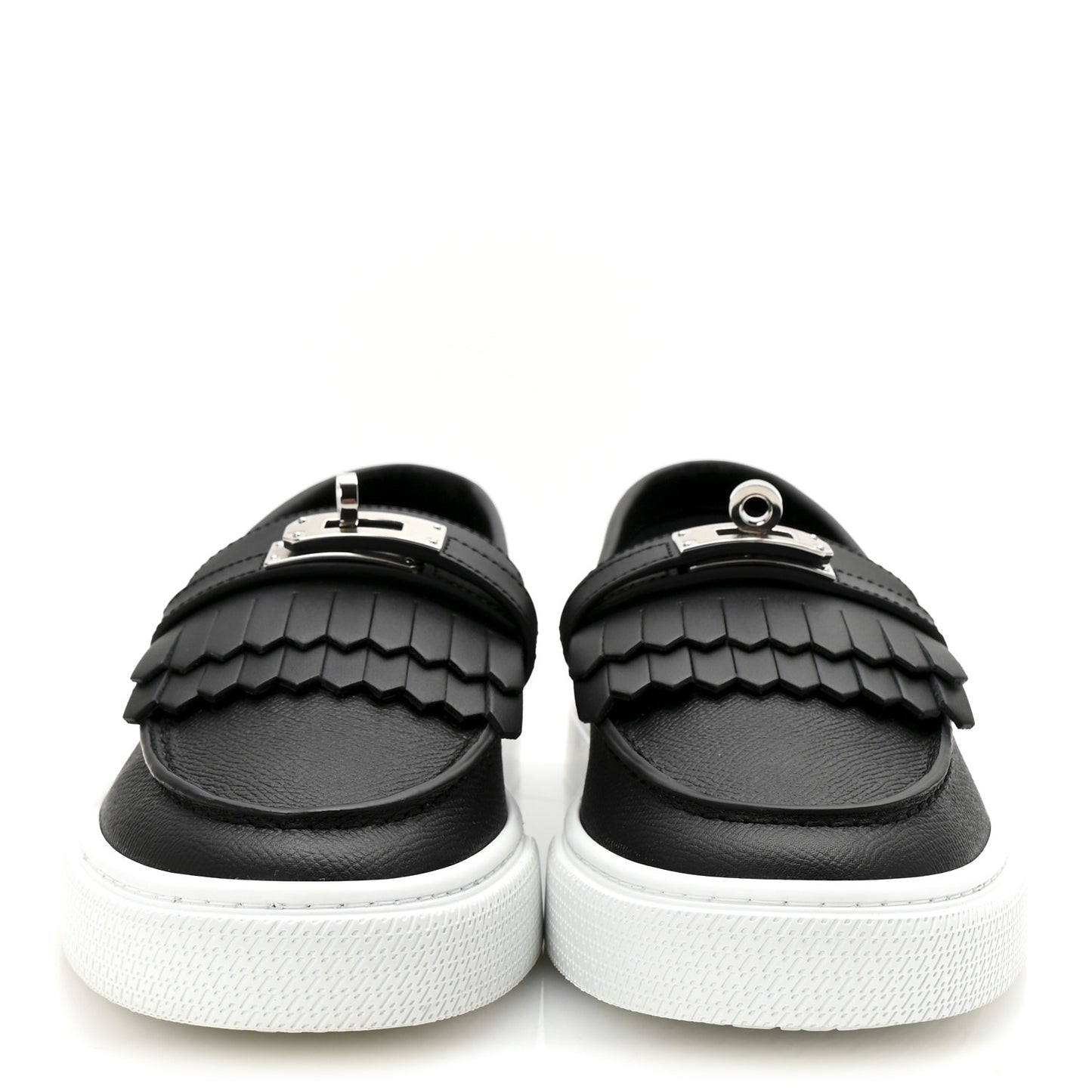 Epsom Calfskin Game Slip On Fringe Sneakers 38 Black