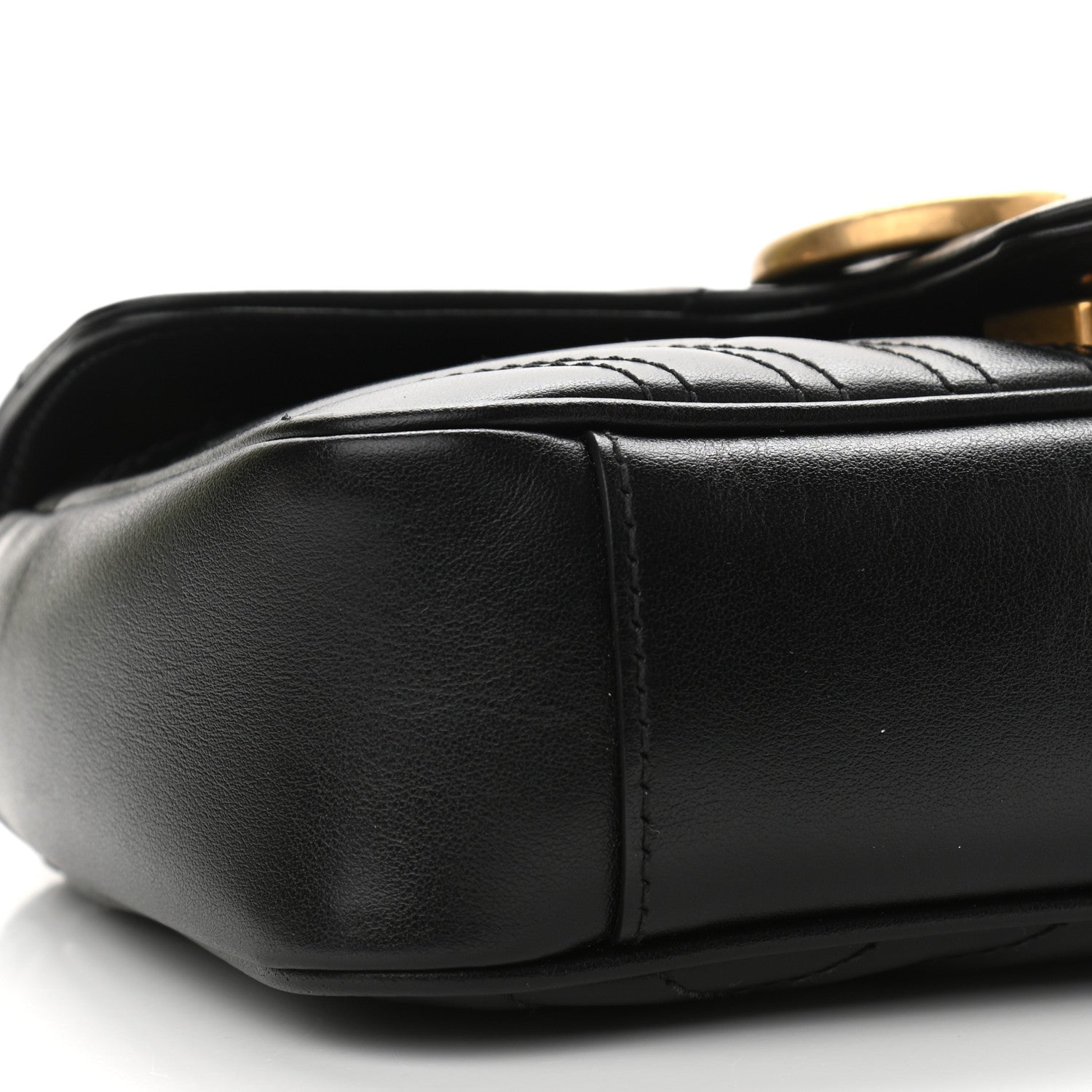 Gucci Calfskin Matelasse Mini GG Marmont Shoulder Bag Black 9 of 11