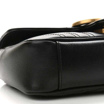 Gucci Calfskin Matelasse Mini GG Marmont Shoulder Bag Black 9 of 11