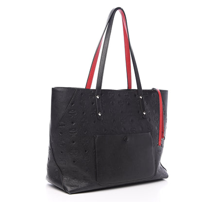 MCM Calfskin Ottomar Monogram Medium Klara Shopper Tote Black 2 of 12