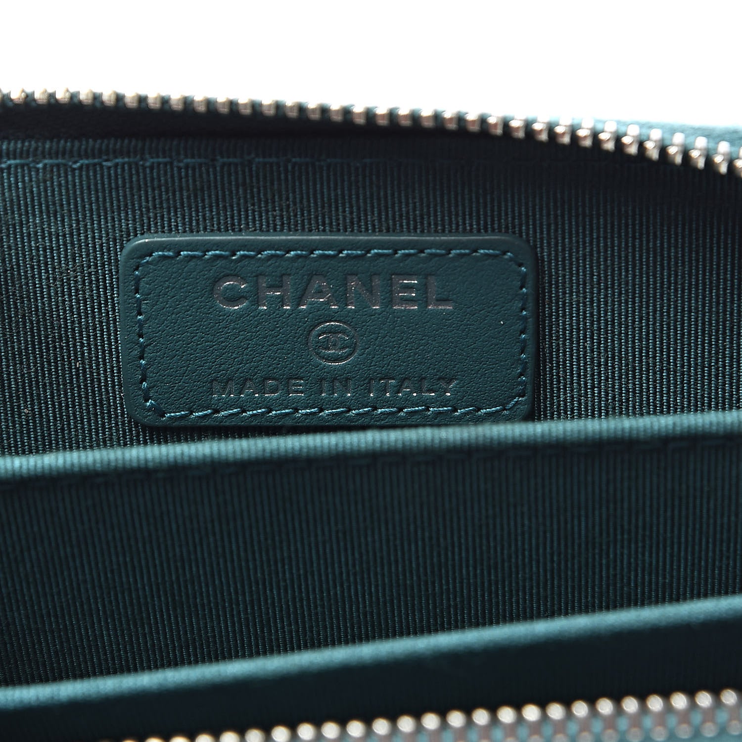 Chanel Caviar Quilted Zip Coin Purse Dark Turquoise 6 of 8