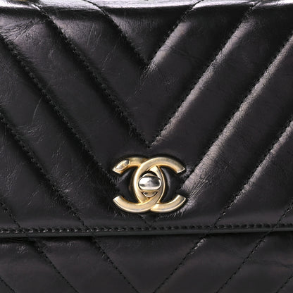 Chanel Aged Calfskin Chevron Quilted Mini Coco Handle Flap Black 9 of 10