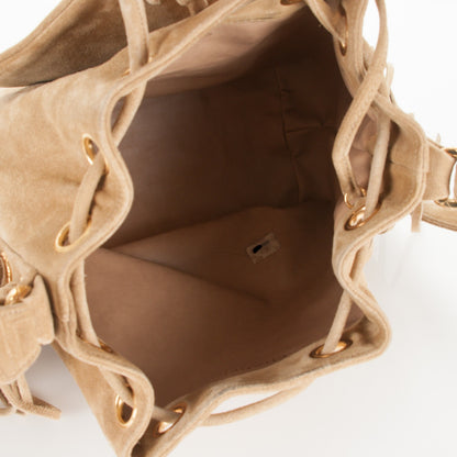 Chanel Suede CC Drawstring Shoulder Bag Beige 5 of 8