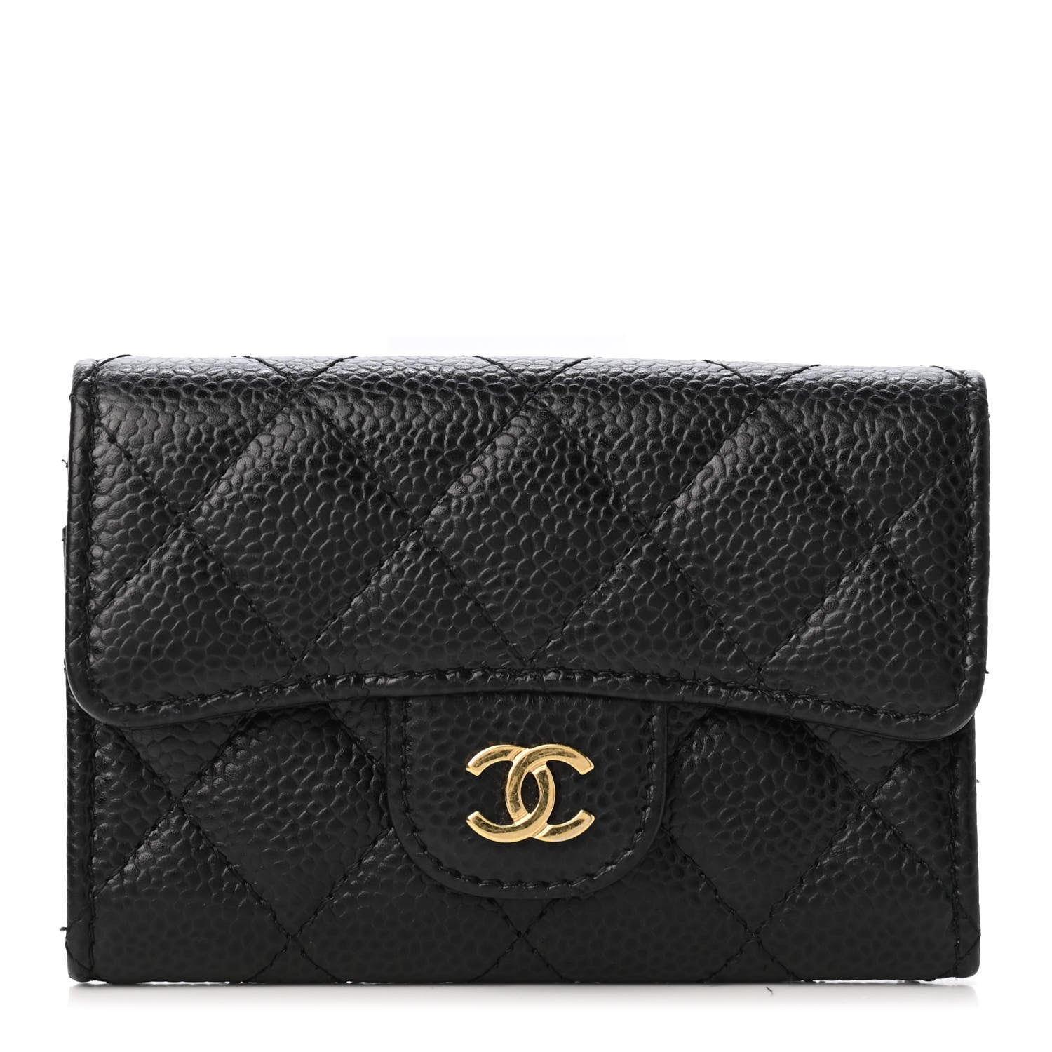 Chanel Caviar Quilted Flap Card Holder Wallet Black 1 of 4