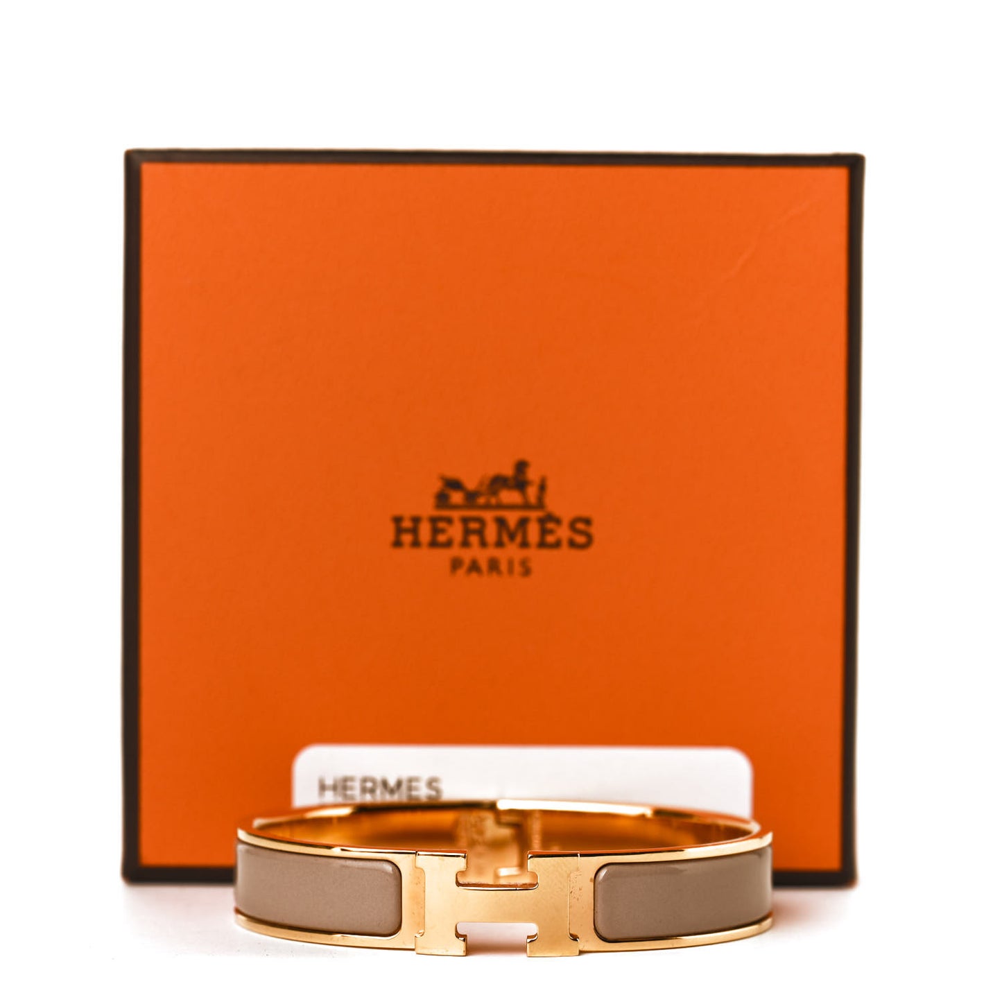 Enamel Narrow Clic Clac H Bracelet GM Marron Glace