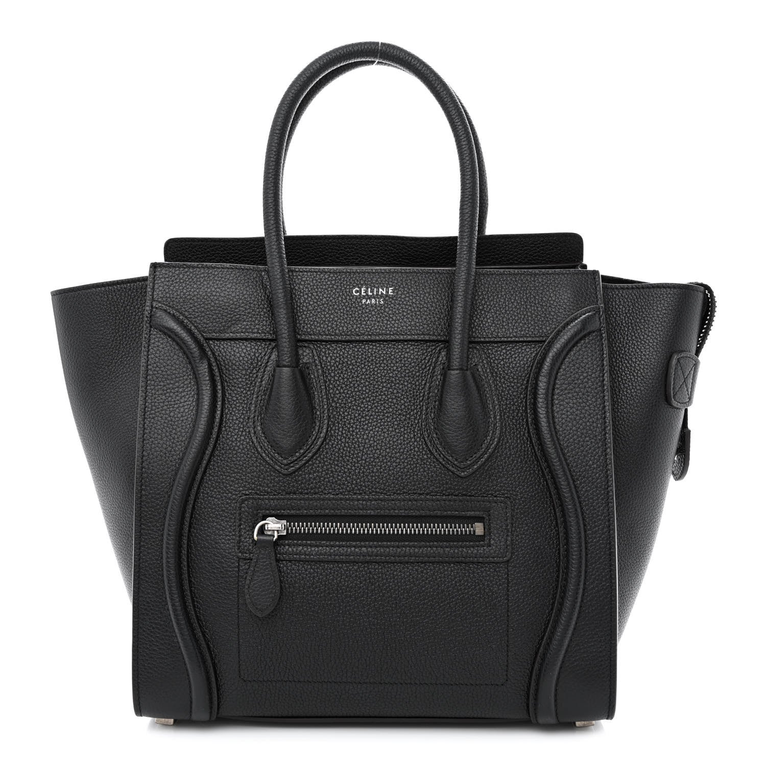 Celine Drummed Calfskin Micro Luggage Black 1 of 10
