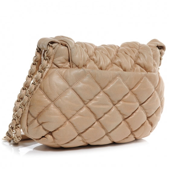 Chanel Leather Small Mini Bubble Quilt Flap Beige 3 of 7